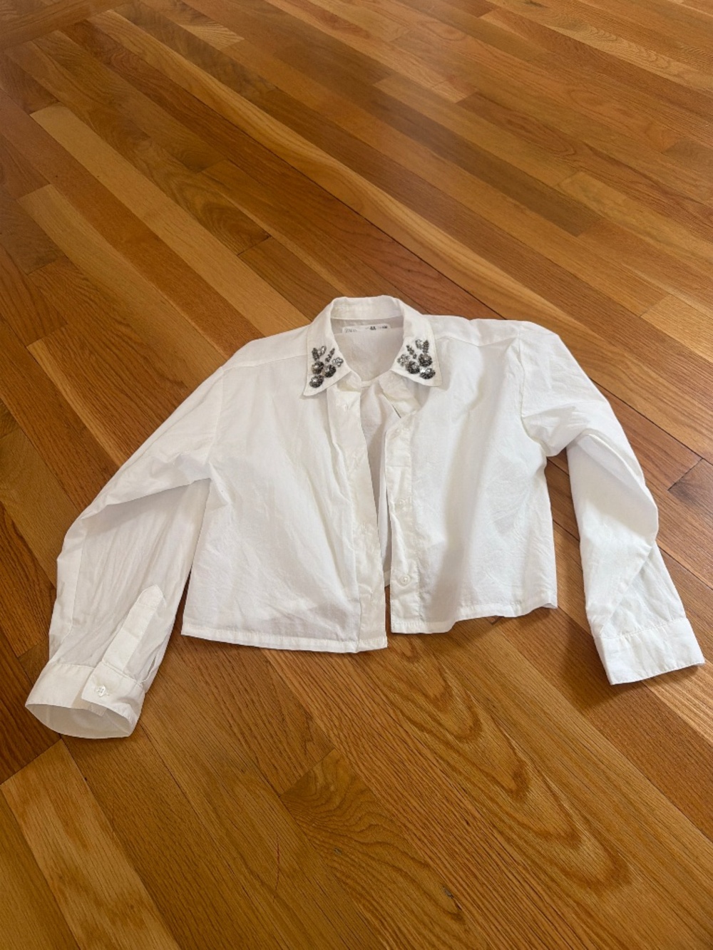Zara girls cropped beaded blouse